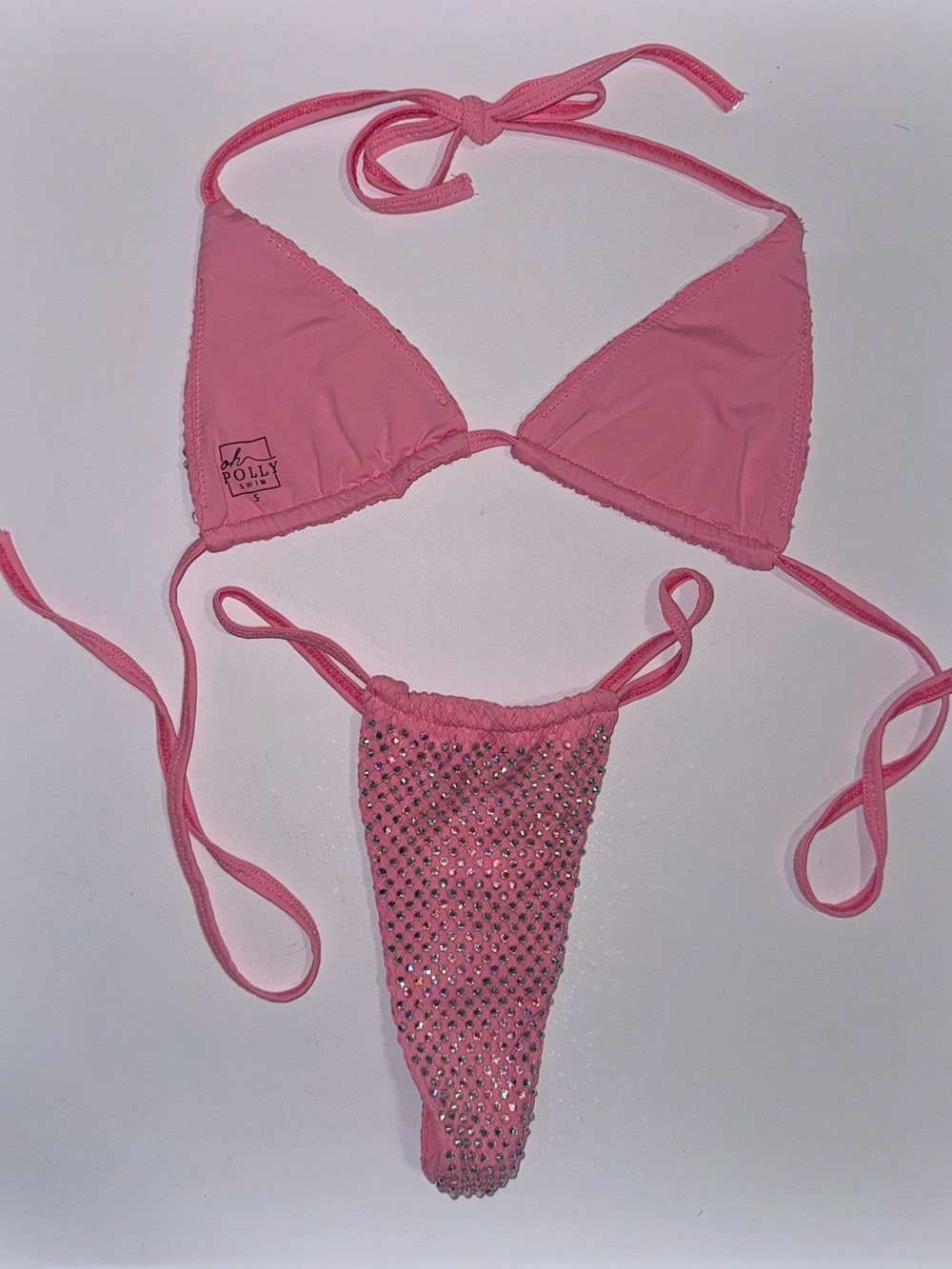 Pink Rhinestone Triangle Bikini Set - Picture 2 of 6